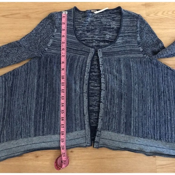 Free People Blue Space Dye Drapey Never Again Cardigan Sweater Hook & Eye Front - Picture 7 of 9